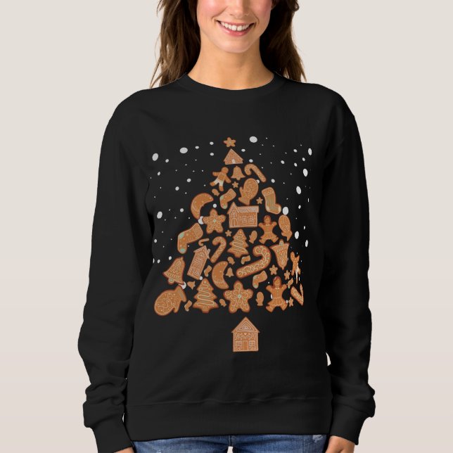 Camiseta Biscoitos de pão-de-gengibre Árvore de Natal Ginge (Frente)
