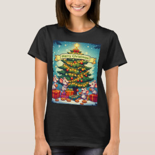 Camiseta Biscoitos de Ratos Fofos Árvore de Natal Alegria F