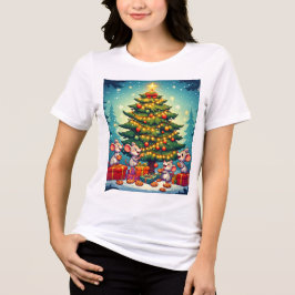 Camiseta Biscoitos de Ratos Fofos Árvore de Natal Festiva A