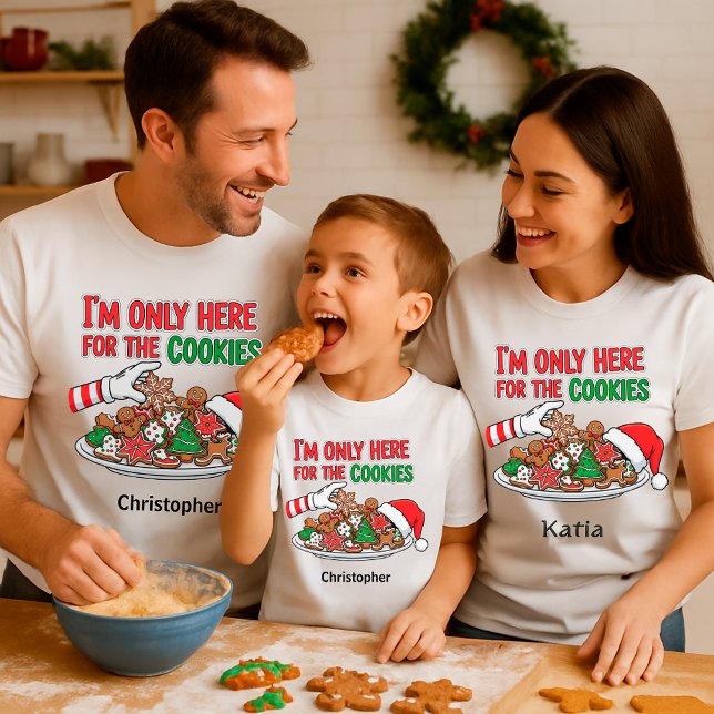 Camiseta Biscoitos Divertidos de Natal – Nome Personalizado (Criador carregado)