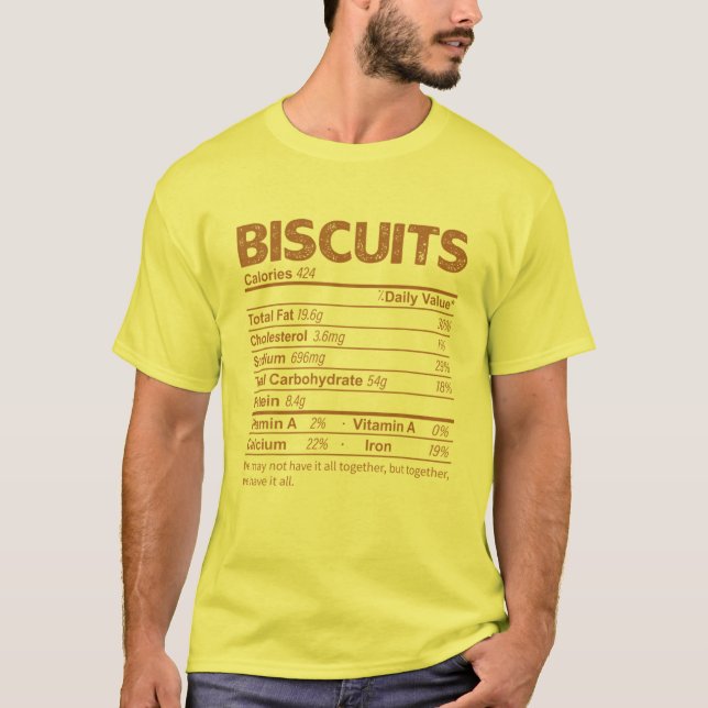 Camiseta Biscoitos Engraçados Fatos Nutricionais Comidas de (Frente)