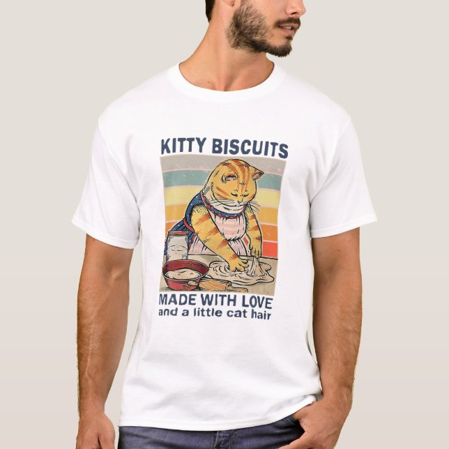 Camiseta Biscoitos gatinhos Feitos Com Amor E Um Pequeno Ga (Frente)