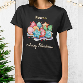 Camiseta Biscoitos Gelados Festivos de Natal Personalizados