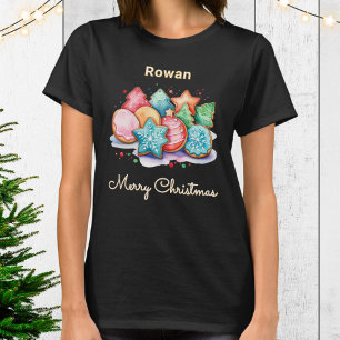 Camiseta Biscoitos Gelados Festivos de Natal Personalizados