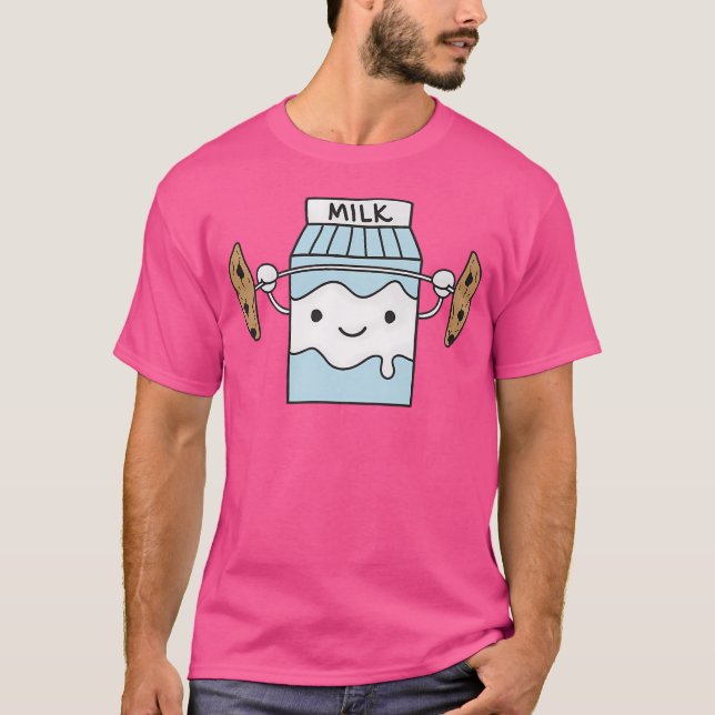Camiseta Biscoitos Levantando Leite Comida Divertida Agacha (Frente)