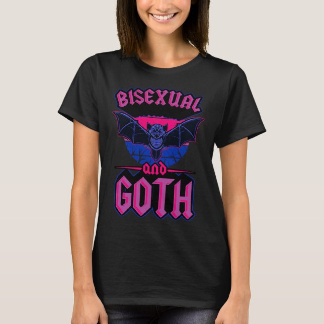 Camiseta Bisexual And Goth Gothic Emo Bat Pride LGBTQ Hallo (Frente)