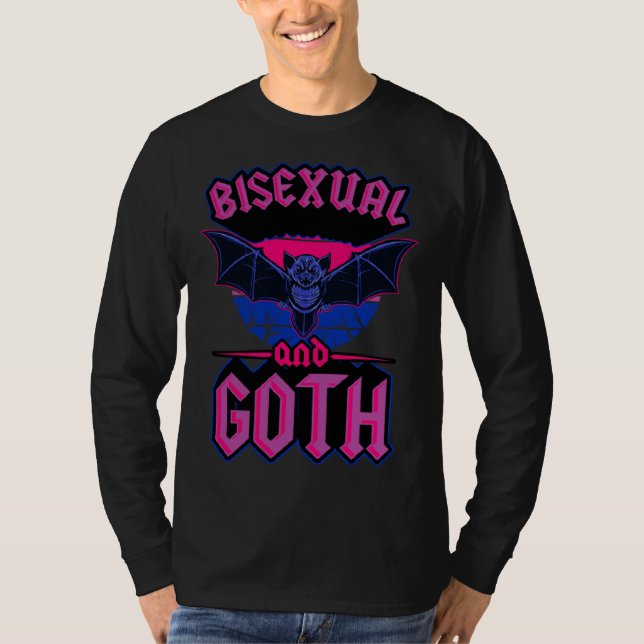 Camiseta Bisexual And Goth Gothic Emo Bat Pride LGBTQ Hallo (Frente)