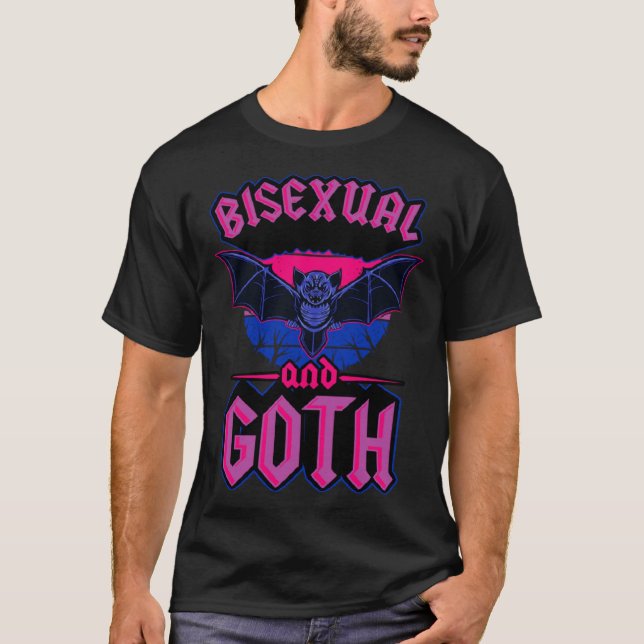 Camiseta Bisexual And Goth Gothic Emo Bat Pride LGBTQ Hallo (Frente)