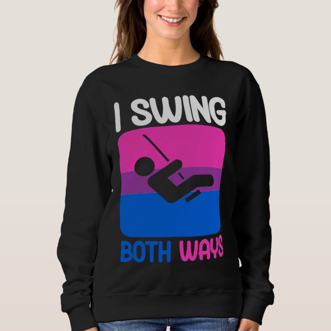 Camiseta Bisexual Bi Pride Flag Pun I Swing Both Ways (Frente)