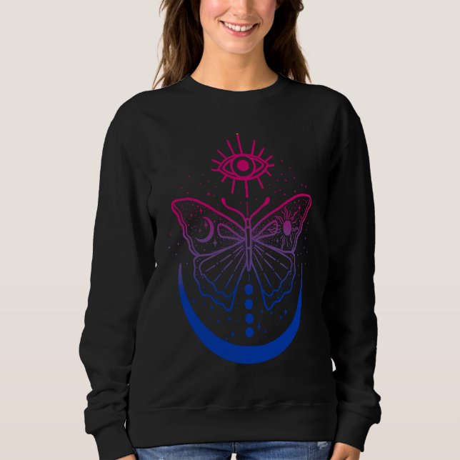 Camiseta Bisexual Bi Pride Moon and Butterfly LGBTQ LGBT Ga (Frente)