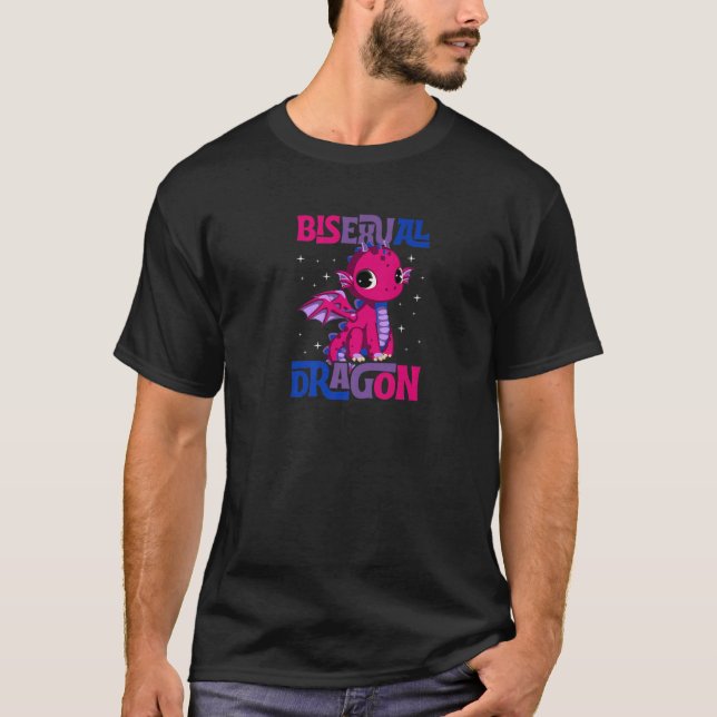 Camiseta Bisexual Dragon Funny Cute Majestic Bi Pride Flag (Frente)