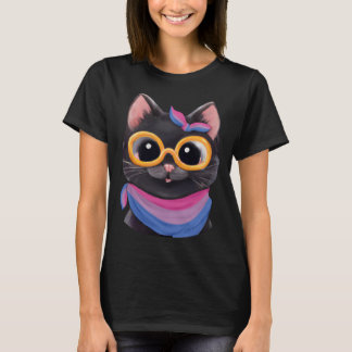 Camiseta Bisexual Flag Colors a Cute Cat for Bi Community a