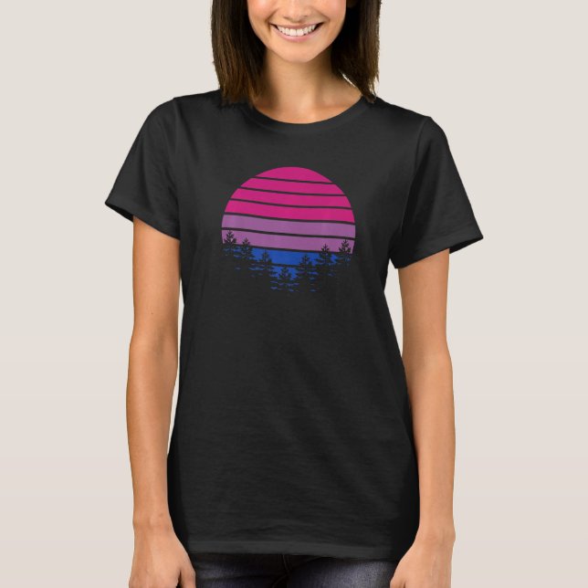 Camiseta Bisexual Flag Retro Sunset Lgbt Bi Pride Support (Frente)