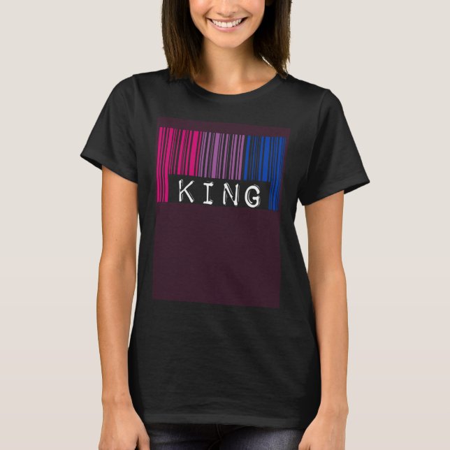 Camiseta Bisexual King Barcode Trendy Bisexual Pride Flag A (Frente)