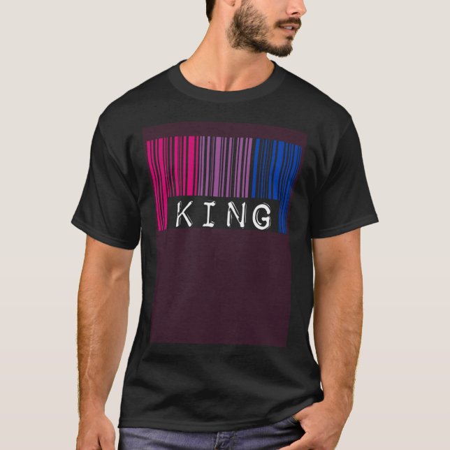 Camiseta Bisexual King Barcode Trendy Bisexual Pride Flag A (Frente)