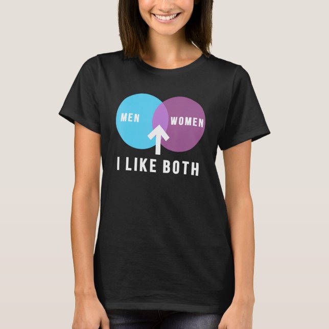 Camiseta bisexual men women i like both venn diagram lgbt p (Frente)