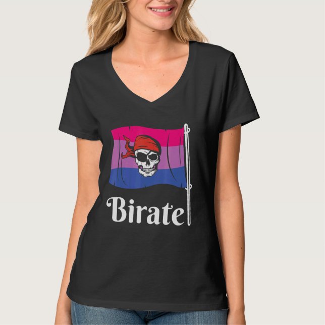 Camiseta Bisexual Pirate Birate Lgbtq  Lgbt Gay Pride Tee (Frente)
