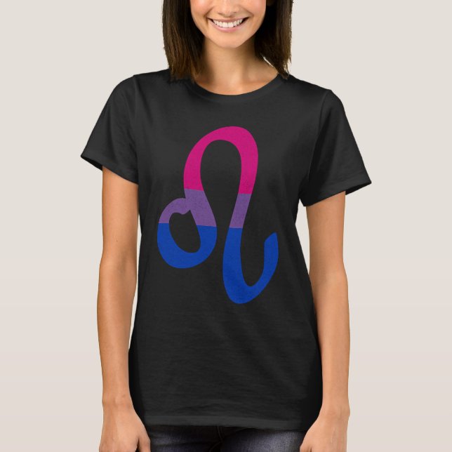 Camiseta Bisexual Pride Flag Leo Zodiac Sign (Frente)