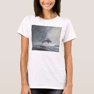 Camiseta Bismarck através das cortinas do sleet da chuva