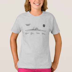 Camiseta Bismarck - Planos de Impressão Blueprint de Embarc