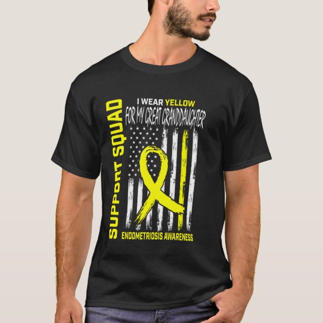 Camiseta Bisneta Amarela de Conscientização da Endometriose (Frente)