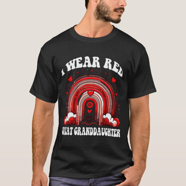 Camiseta Bisneta Retro Doença Do Coração Arco-Íris Ba (Frente)