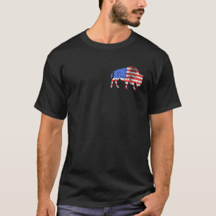 Camiseta Bison Buffalo Cattle Usa American Flag Colorado