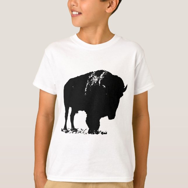 Camiseta Bison Buffalo, Pop de Arte Negra (Frente)
