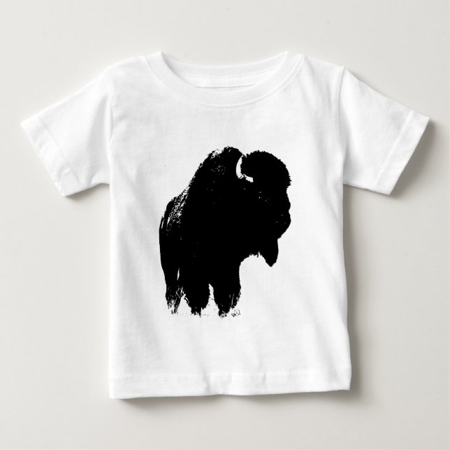 Camiseta Bison Buffalo, Pop de Arte Negra (Frente)