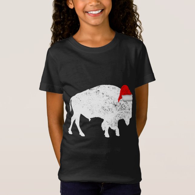 Camiseta Bison Buffalo Santa Hat - Natal Pajama (Frente)
