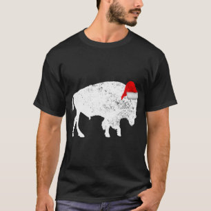 Camiseta Bison Buffalo Santa Hat - Natal Pajama