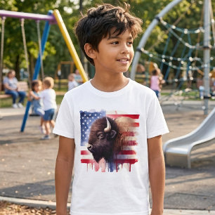 Camiseta Bison com bandeira dos Estados Unidos da América