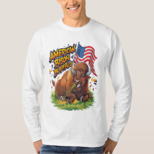 Camiseta Bison com bandeira dos EUA em Grass