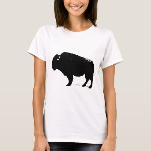 Camiseta Bison de Búfalo de Pop Preto e Branco