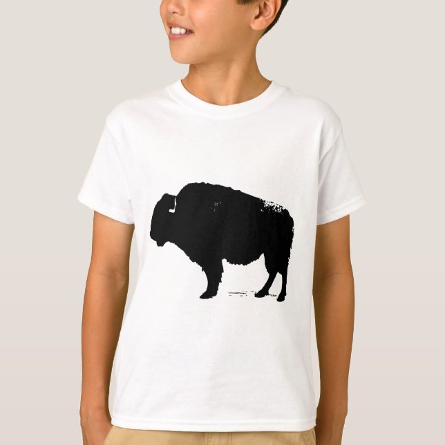 Camiseta Bison de Búfalo de Pop Preto e Branco (Frente)