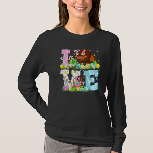 Camiseta Bison Easter Egg Hunt Funny Love Bison Páscoa Sund (Frente)