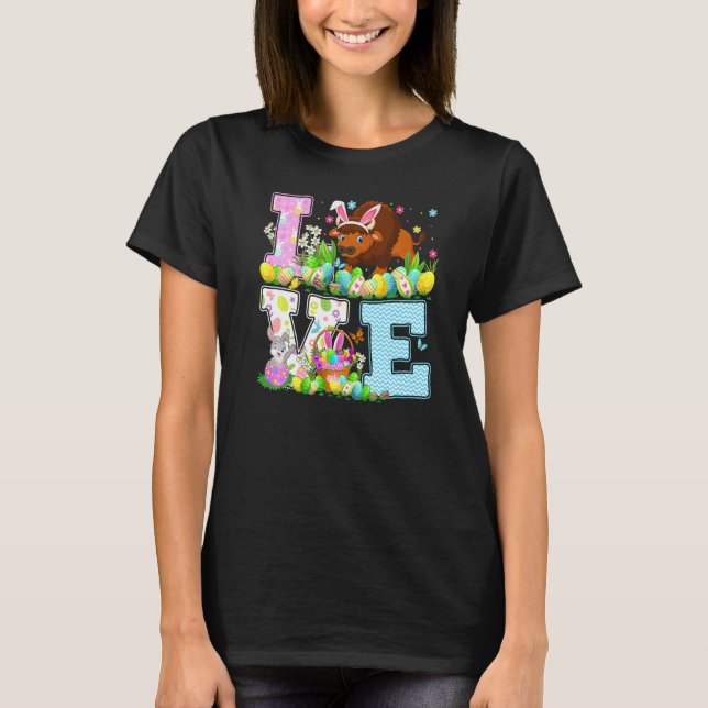 Camiseta Bison Easter Egg Hunt Funny Love Bison Páscoa Sund (Frente)