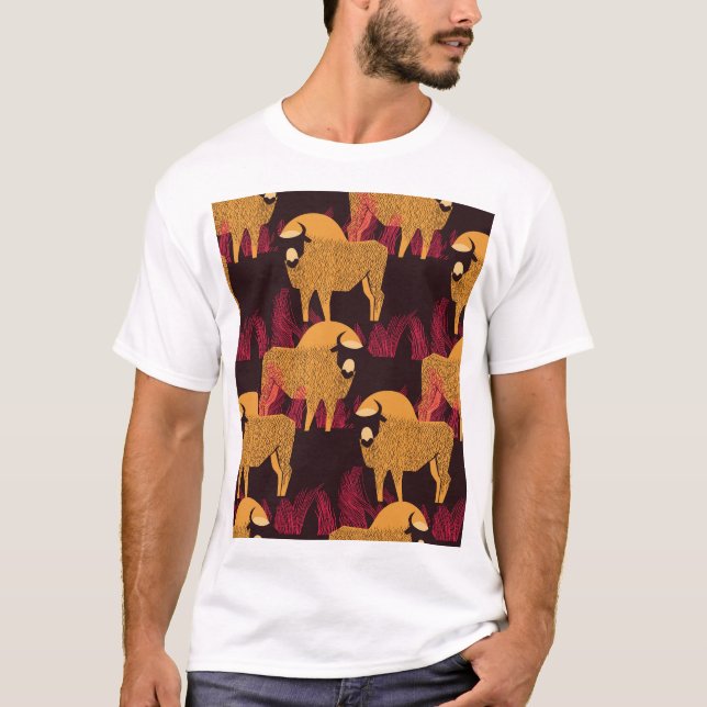 Camiseta Bison High Grass: Padrão de Campo. (Frente)