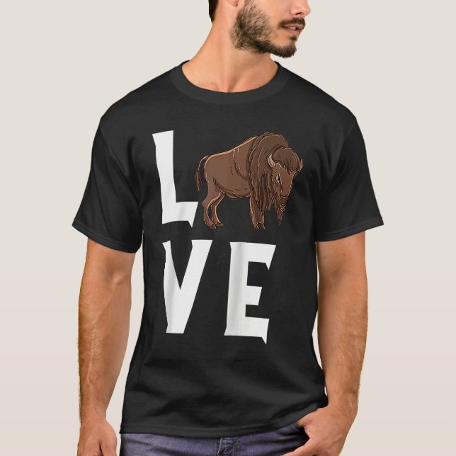 Camiseta Bison Love Cow Buffalo National Park Western Wildl (Frente)