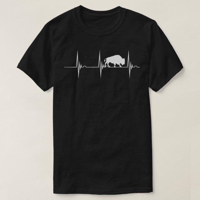 Camiseta Bison Lover Heartbeat EKG Pulse Buffalo Willife A (Frente do Design)