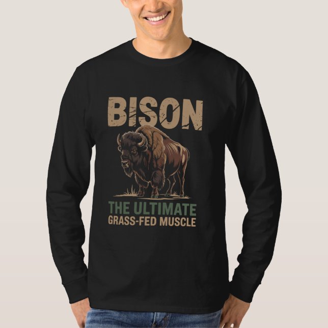 Camiseta Bison O músculo derradeiro de erva Bison Buffalo (Frente)