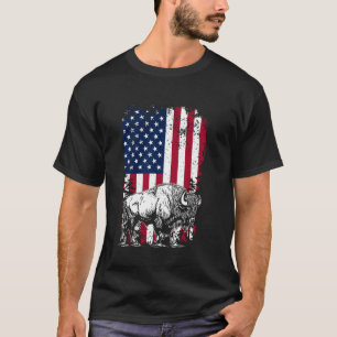 Camiseta Bison US Flag - USA American Flag 4 Of Julho Four