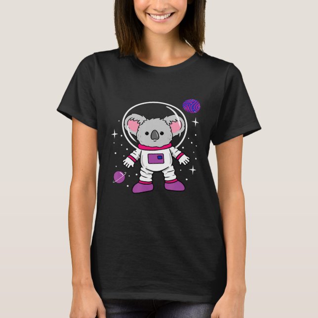 Camiseta Bissexual Koala No Orgulho Bissexual Espacial (Frente)