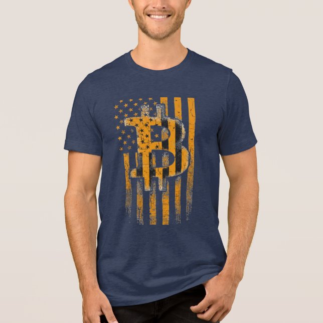 Camiseta Bitcoin American Flag Patriot Crypto Gear Design (Frente)