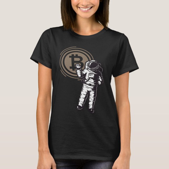 Camiseta Bitcoin Astronaut  Cryptocurrency   BTC Crypto (Frente)