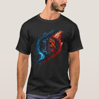 Camiseta Bitcoin Blue Flames Btc Coin Crypto Vintage Crypto