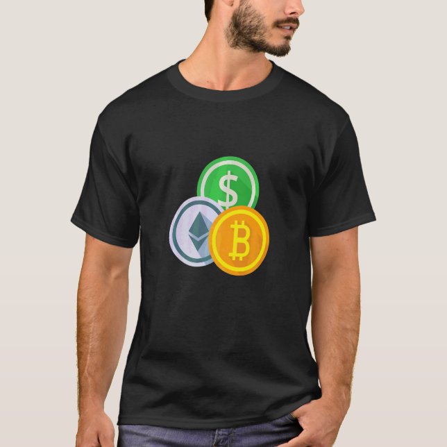 Camiseta Bitcoin BTC Crypto Moeda Criptográfica Pequeno Cof (Frente)