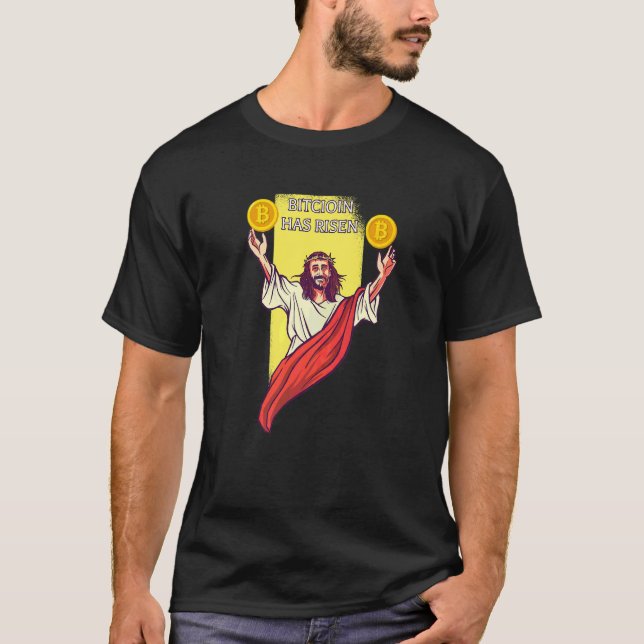 Camiseta Bitcoin Crypto Ressuscitou Jesus Criptomoeda (Frente)