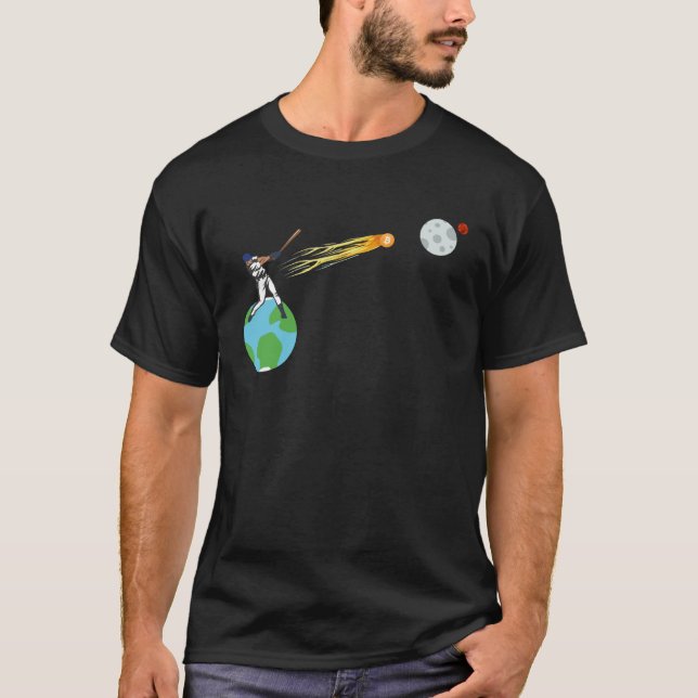 Camiseta Bitcoin Crypto to the Moon or Mars BTC Baseball Ba (Frente)