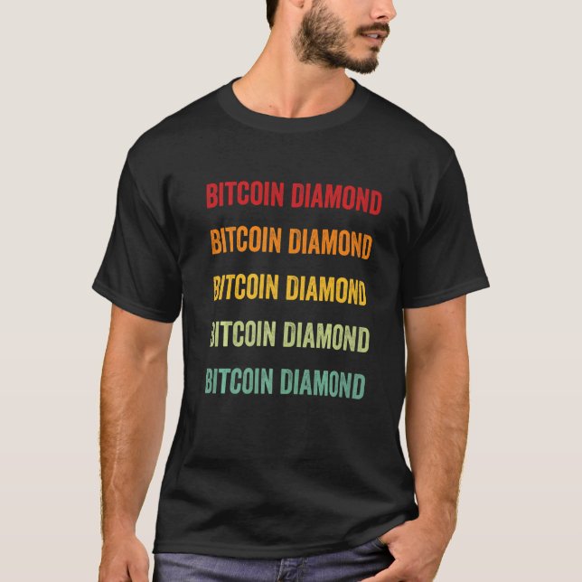 Camiseta Bitcoin Diamond Crypto Rainbow Text (Frente)